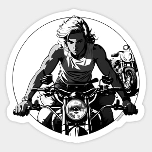 handsome rides the motorcycle Sticker